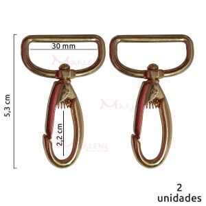 Mosquetão 30mm ouro gordo 1057 sem gatilho com 2 unidades