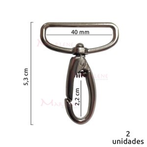 Mosquetão 40mm níquel gordo 1057 sem gatilho com 2 unidades
