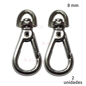 Mosquetão 8mm níquel gordo MS-93/8 sem gatilho com 2 unidades