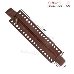 Fecho em couro sintético com zíper (Fecho Teresa) de 25cm para bolsa de crochê