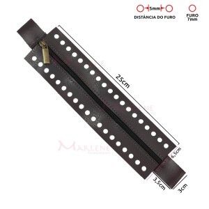 Fecho em couro sintético com zíper (Fecho Teresa) de 25cm para bolsa de crochê