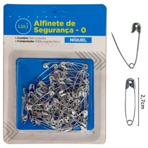 Alfinete de segurança nº0 níquel com 100 unidades Luli