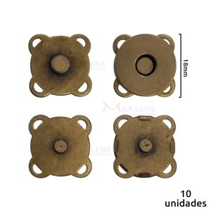 Botão imantado 18mm para costura ouro velho com 10 unidades