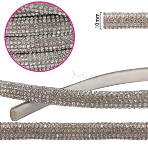 Tubo de strass (strass meia cana) 10mm prata GHB-004-BR por metro
