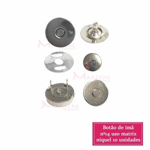 Botão imantado com rebite 14mm com 10 unidades níquel