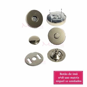 Botão de ímã 18mm com 10 níquel com rebite