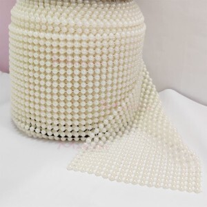 Manta de meia pérola marfim 5mm com largura de 11cm e 9,14 m na peça