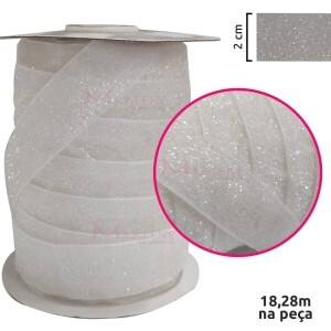 Fita metalizada lurex de 2cm com 18,28m na peça