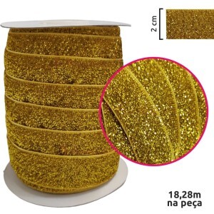 Fita metalizada lurex de 2cm com 18,28m na peça