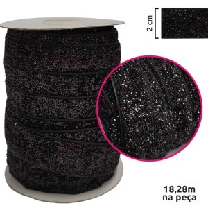 Fita metalizada lurex de 2cm com 18,28m na peça