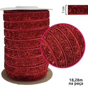 Fita metalizada lurex de 1cm com 18,28m na peça