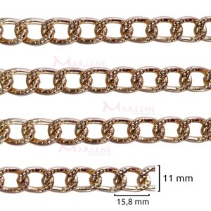 Corrente para bolsa ouro 11X15,8MM 3.0 DVP15-2300-28 por metro