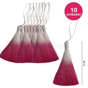 Pingente de seda degradê ou tassel 10,5cm com 10 unidades no pacote