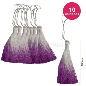 Pingente de seda degradê ou tassel 10,5cm com 10 unidades no pacote