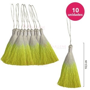 Pingente de seda degradê ou tassel 10,5cm com 10 unidades no pacote