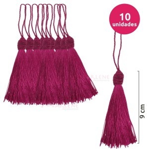 Pingente de seda ou tassel tulipa 9 cm com 10 unidades no pacote