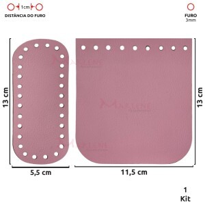 Kit fundo e tampa para bolsa de crochê pequeno em couro sintético