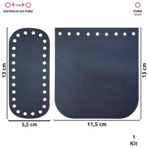 Kit fundo e tampa para bolsa de crochê pequeno em couro sintético