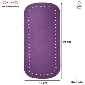 Fundo para bolsa de crochê 12x29cm retangular em couro sintético