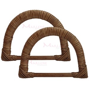 Alça rattan para bolsa 15x10,5 cm meia argola com 1 par