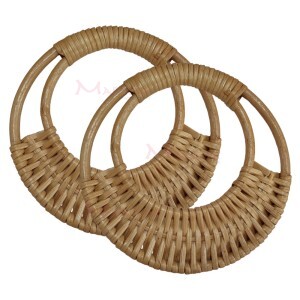 Alça rattan para bolsa redonda 16 cm trançada com 1 par