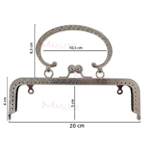 Armação fecho da vovó níquel com alça 20 cm para bolsa