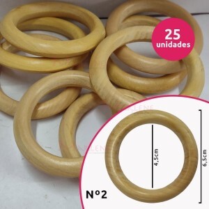 Argola de madeira 45 mm (Tam.2) marfim com 25 unidades