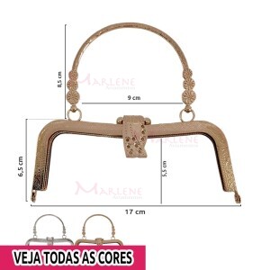 Armação fecho da vovó retangular 17cm com alça HYTS-4
