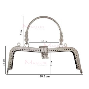 Armação fecho da vovó retangular 20,5cm com alça e furos HYTS-6